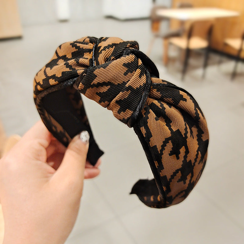 Wholesale Autumn and Winter Fabric Thousand Bird Plaid Hair Hoop